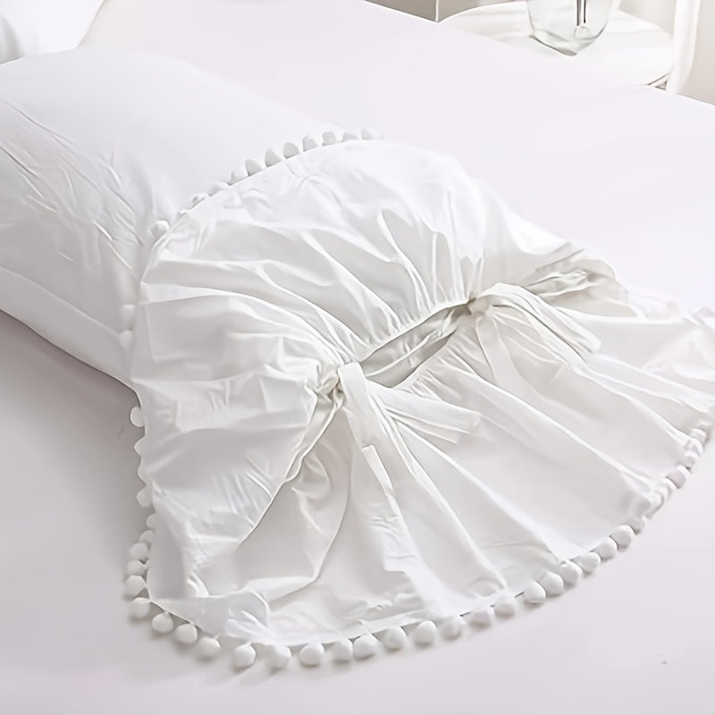 White Lace Pillowcase with Ruffle Trim Soft Breathable Hypoallergenic for Bedroom Sofa Decor