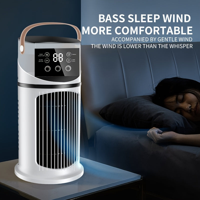 Portable USB Air Conditioner Humidifier Fan with Water Tank Colorful Lights and 9-Speed Settings