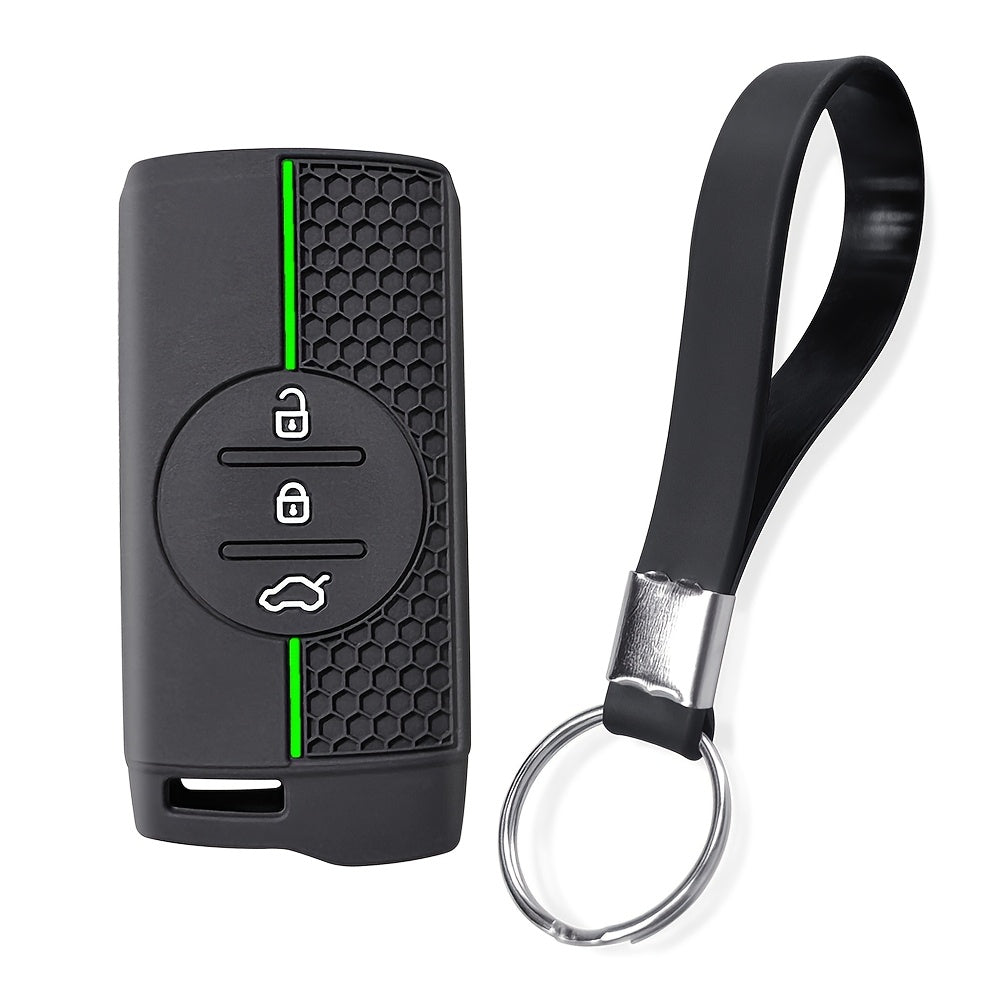 Silicone Car Key Cover With Keychain Compatible for SUVs and Sedans