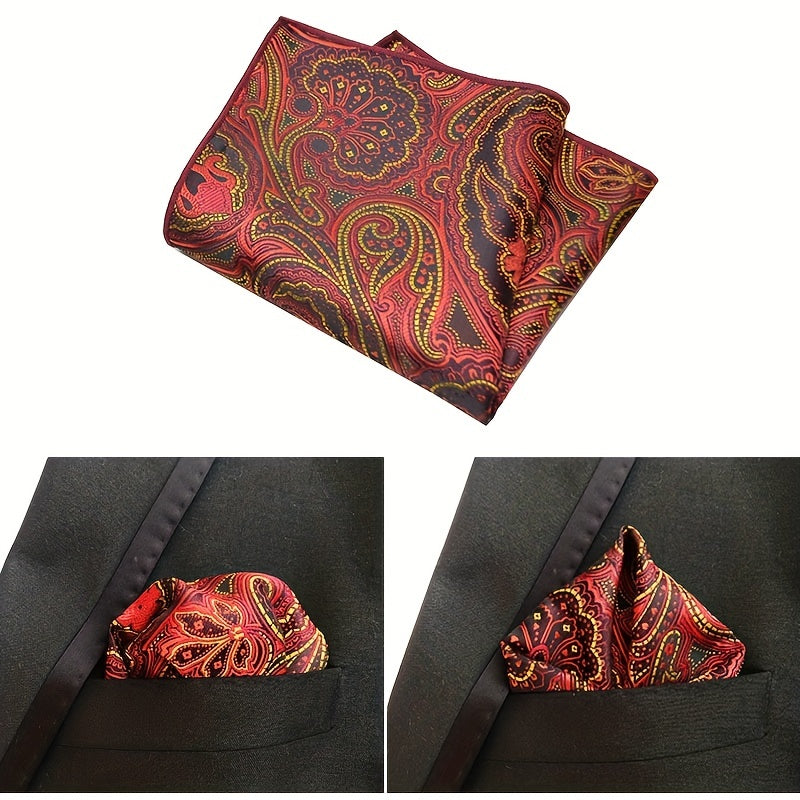 Pañuelo de bolsillo de jacquard paisley para hombre, patrón de anacardo, accesorio elegante