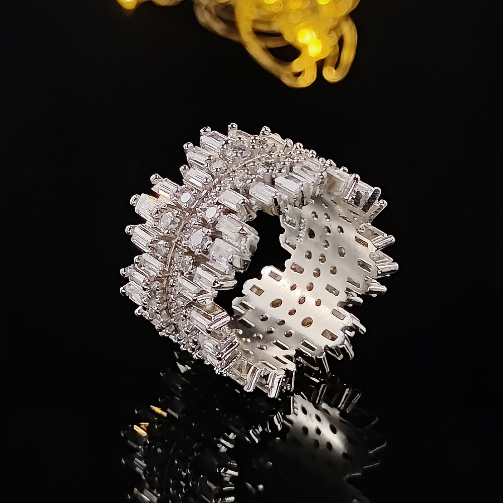 Anillo de cobre con piedras de zirconia sintética, forma elegante y única para fiestas y regalos