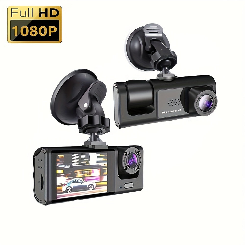 Front-Facing Dash Cam 1080P 2-Lens Car DVR with Built-In Camera