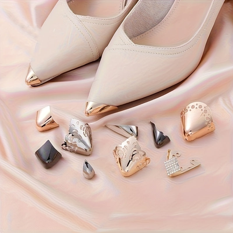 Women Metallic Shoe Tip Protectors 2Pcs Anti-Kick Wear-Resistant Accessories
