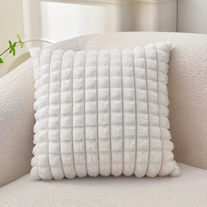 White Plush Cotton Velvet Pillowcase for Bedroom Sofa Decor