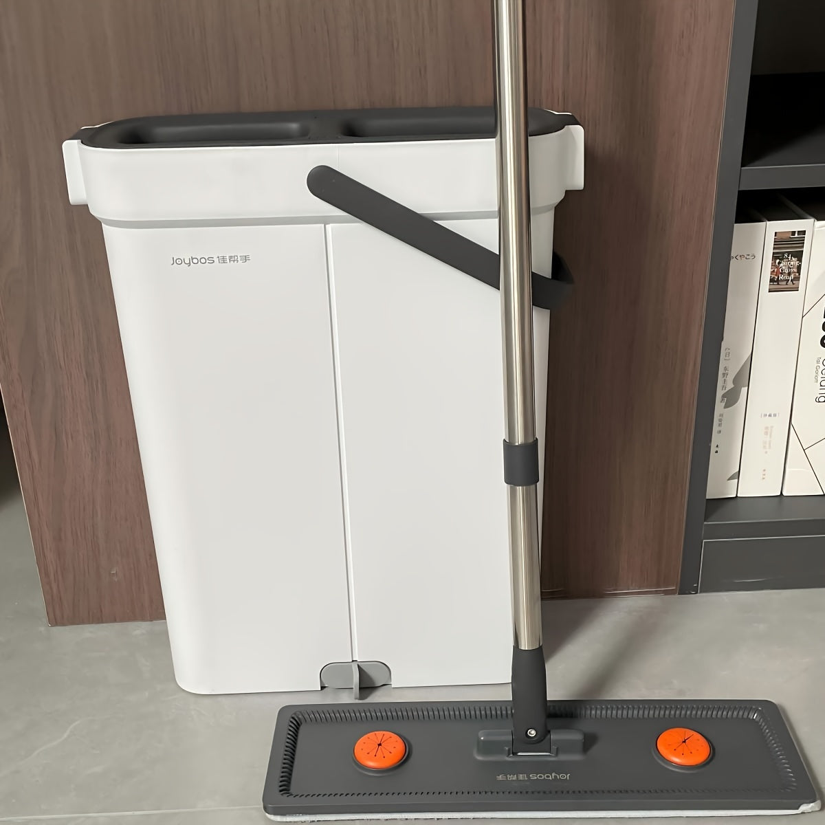 Hands-Free Squeeze Mop with Wringer, Flat Bucket System, 360° Handle, Microfiber Pads