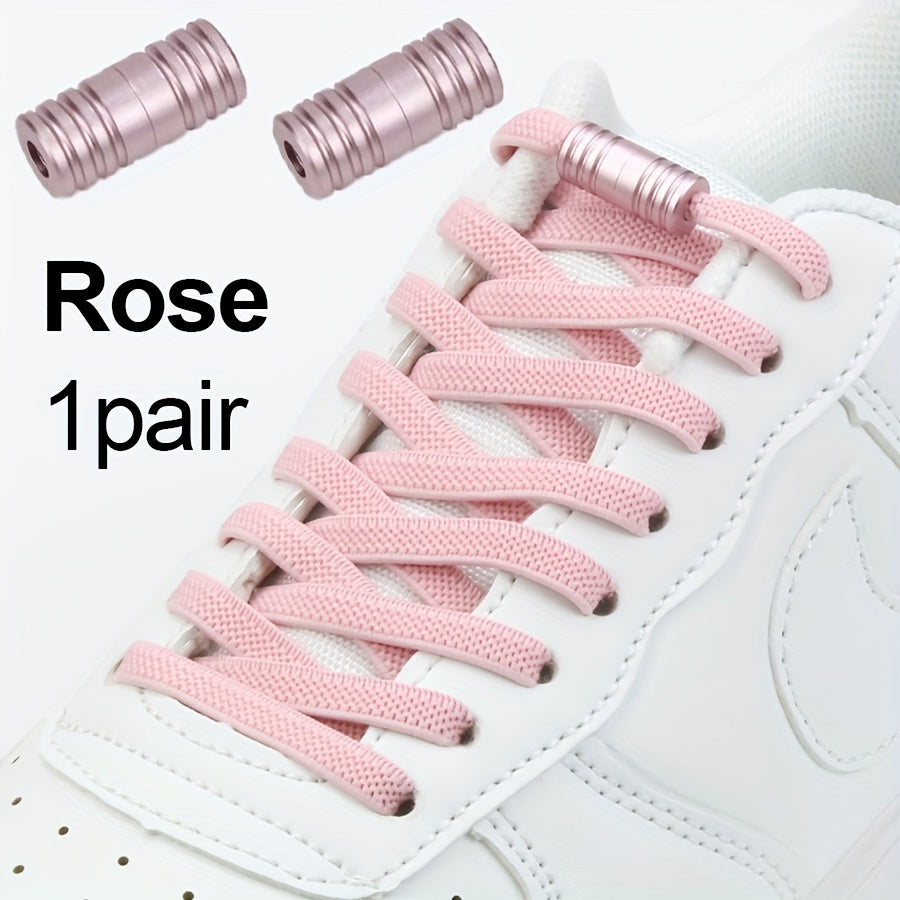 Unisex Nylon No-Tie Shoelaces with Adjustable Metal Buckles 1 Pair
