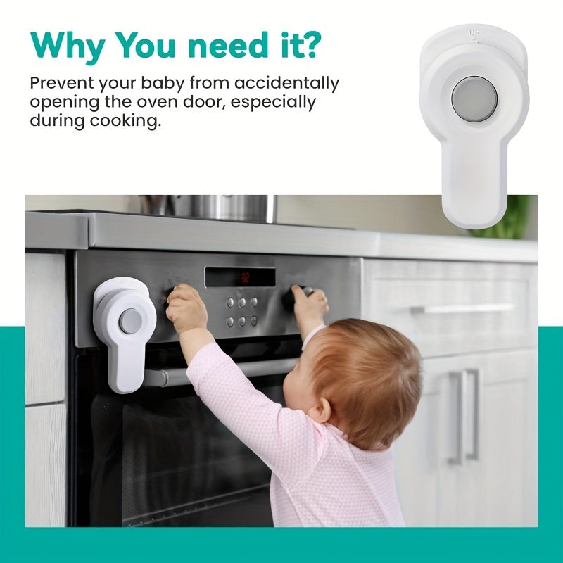 Child Safety Oven Lock Heat-Resistant Durable Kitchen Door Lock White