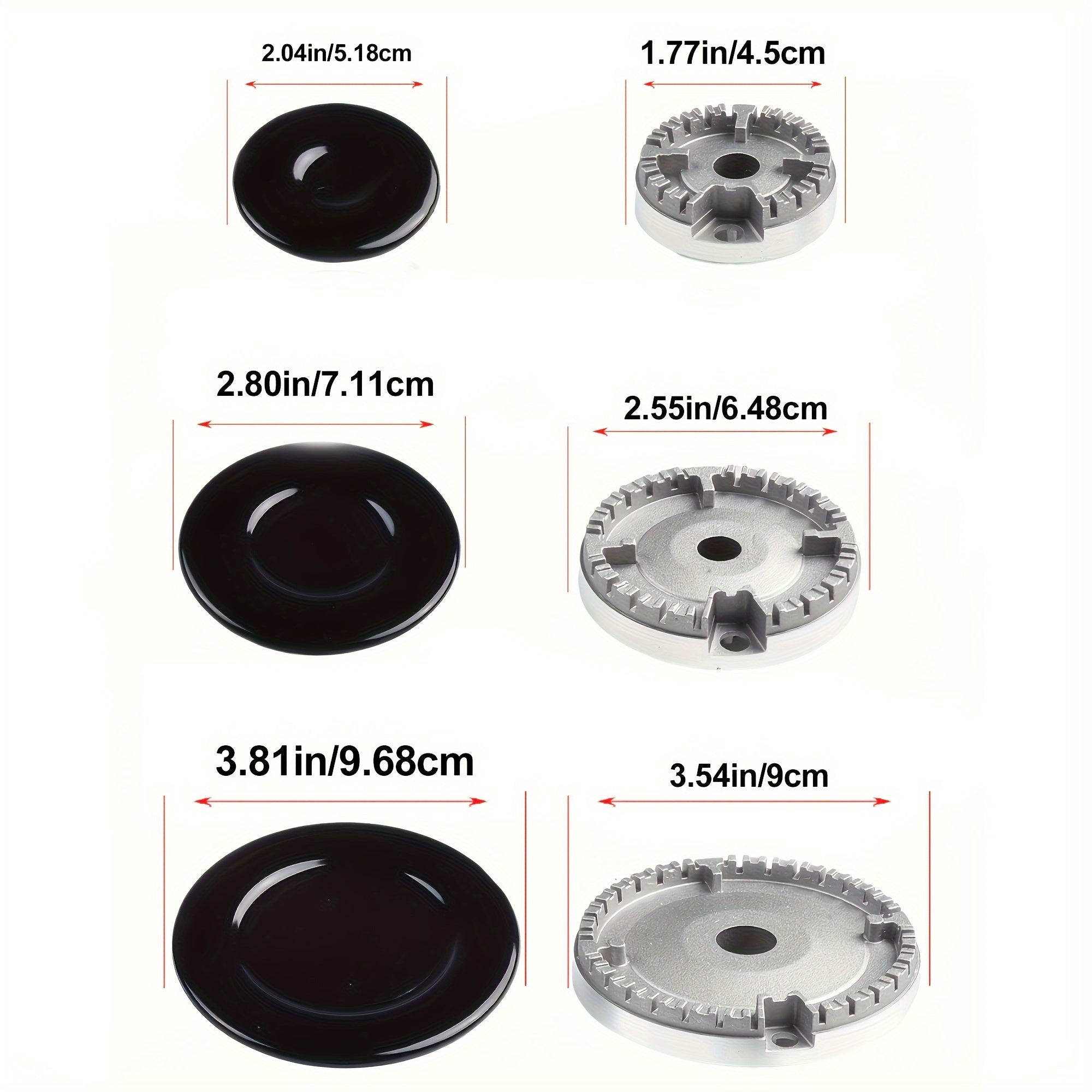 Yaxshilangan oshxona pishirish samaradorligi uchun 8 ta Alyuminiy qotishma gaz plitasining yonilg'i yong'oq qopqog'i to'plami