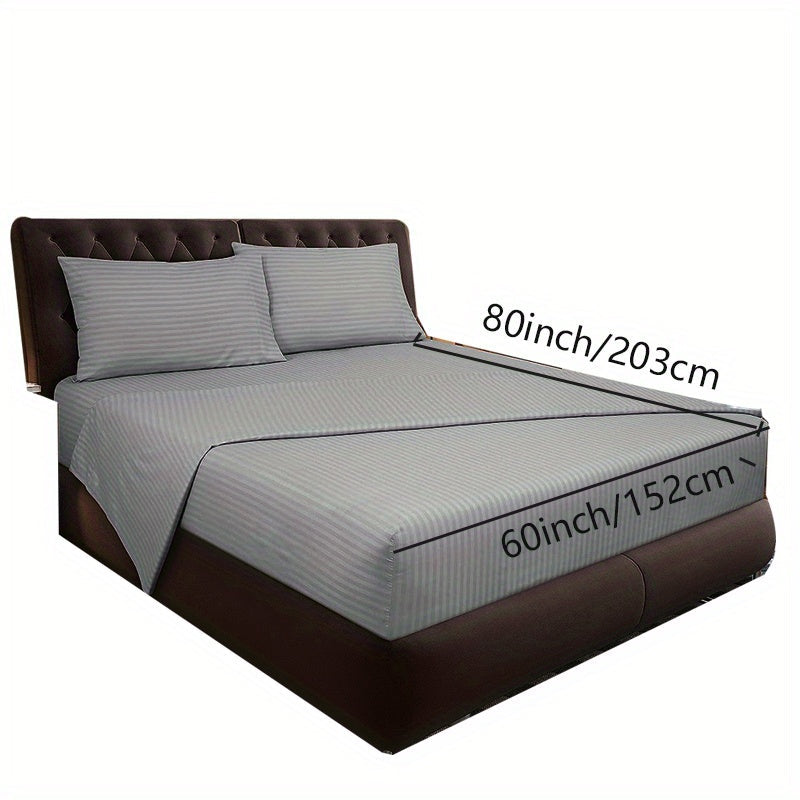 Luxury Striped Sheet Set 4 Pieces 1800 Thread Count Microfiber Deep Pockets Breathable