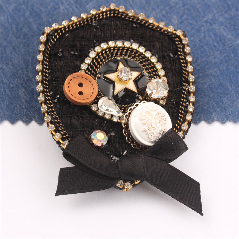 Broche de estilo barroco con pedrería, diseño de botón de imitación, joyería para ropa, bolsos y sombreros