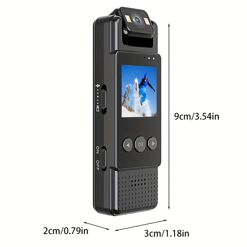 Body Camera with Rotating Lens, Loop Recording, Night Vision, Rechargeable Battery