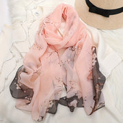 Bohemian Style Floral Polyester Scarf Long Shawl for Casual Beach Sun Protection