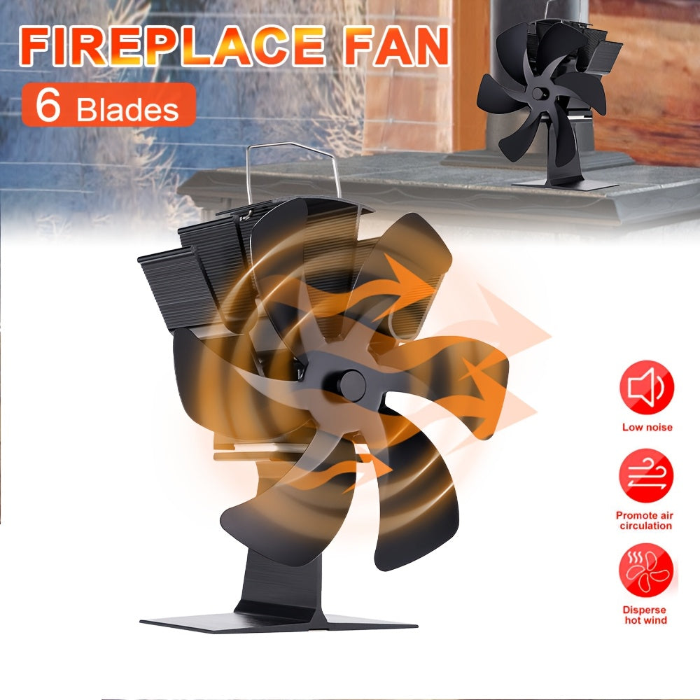 Six-Page Black Vertical Fireplace Fan for Heating and Ventilation