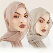 Pink and Gray Chiffon Hijab Scarf Set with Undercap Woven Polyester Stylish Headscarf for Women