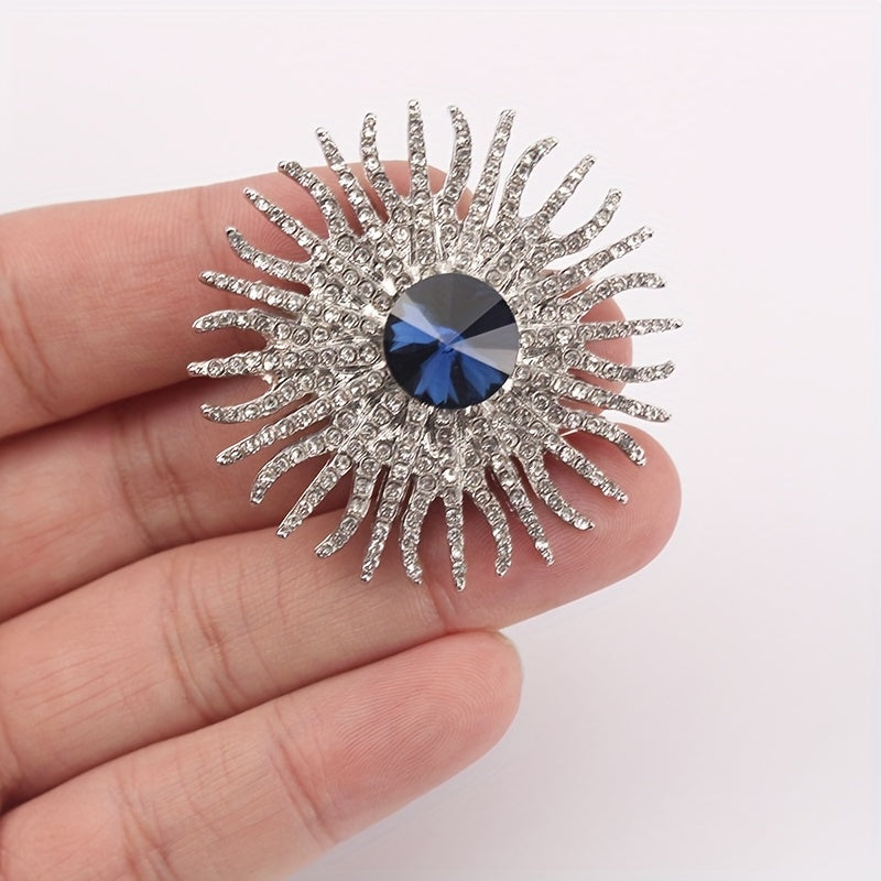 Sunflower Brooch Pin Alloy Rhinestones Fashion Accessory for Women