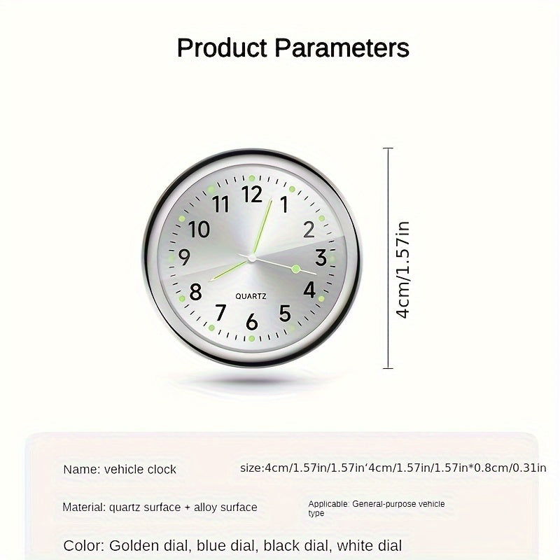 Decorative Car Dashboard Clock Non-Rechargeable Quartz Stick-On Accessory