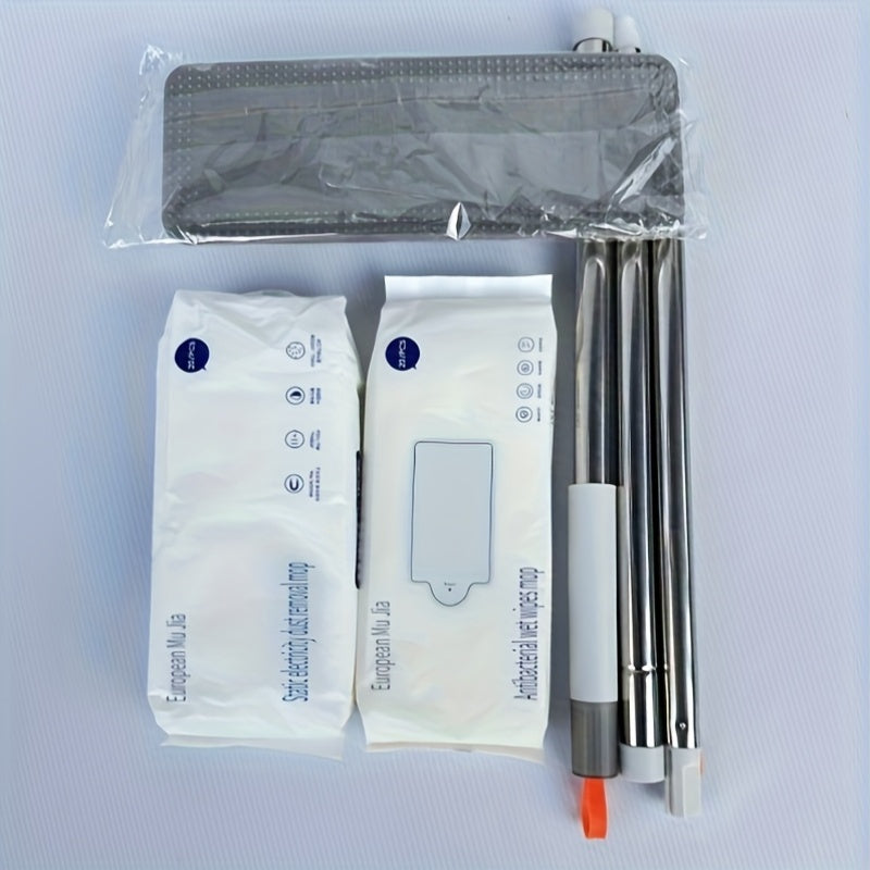 Ko'p maqsadli bir martalik mopu, nam va quruq tozalash uchun, anti-mikrob texnologiyasi bilan jihozlangan, turli xonalar, masalan, yashash xonasi, yotoqxona, hammom, hojatxona va oshxona uchun uyda foydalanish uchun mos.