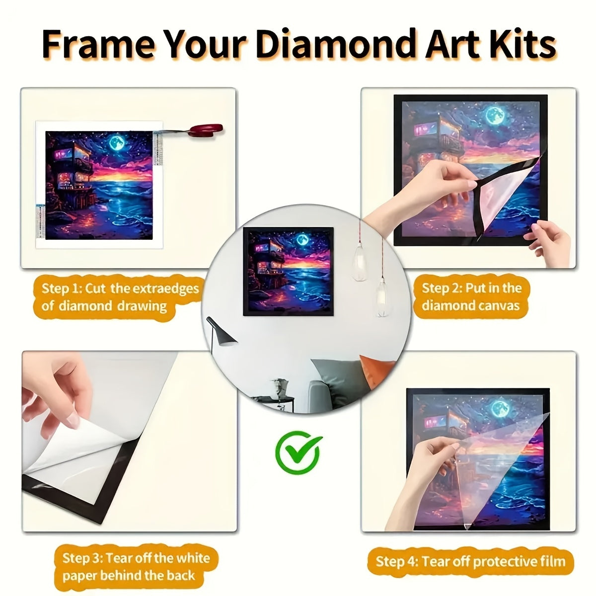 Рамки для фотографий с алмазной живописью для 6 дюймов и 8x12 дюймов 20x30 см 12x12 дюймов 30x30 см 12x16 дюймов 30x40 см 16x16 дюймов 40x40 см настенное искусство