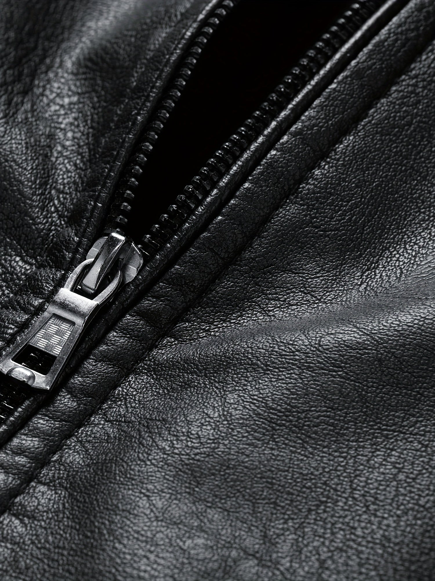 Erkaklar uchun zamonaviy PU charm kurtka, kuz va qish uchun zipli cho'ntaklar bilan