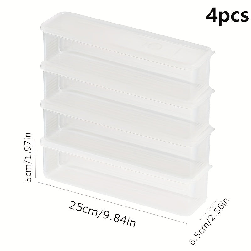 4 Pack Rectangular Food Storage Containers Reusable Refrigerator Organizer