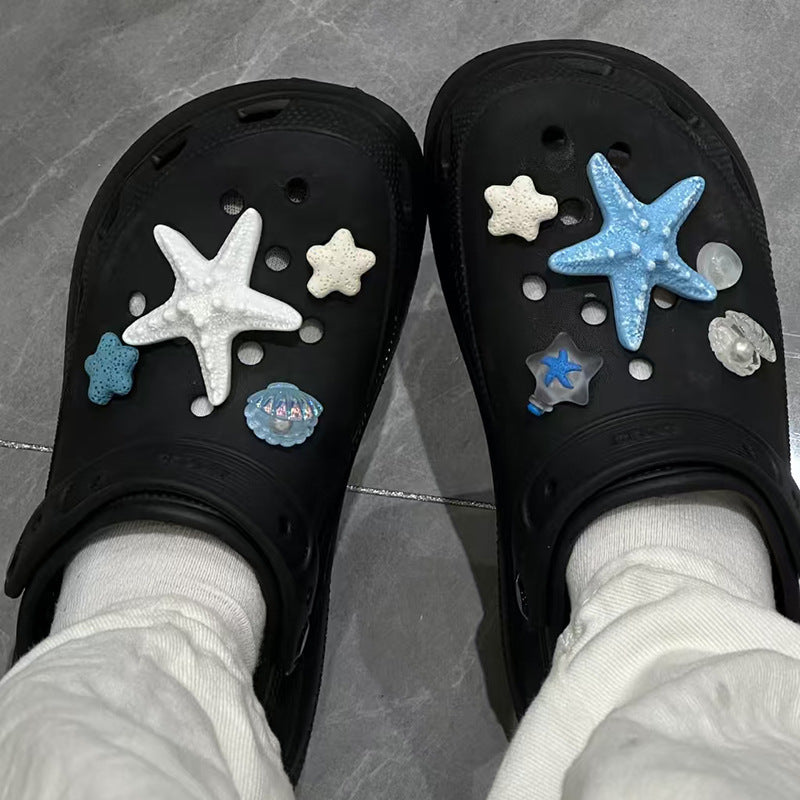 9PCS Ocean Resin Starfish Shell Shoe Charms for DIY Slippers Phone Case Craft
