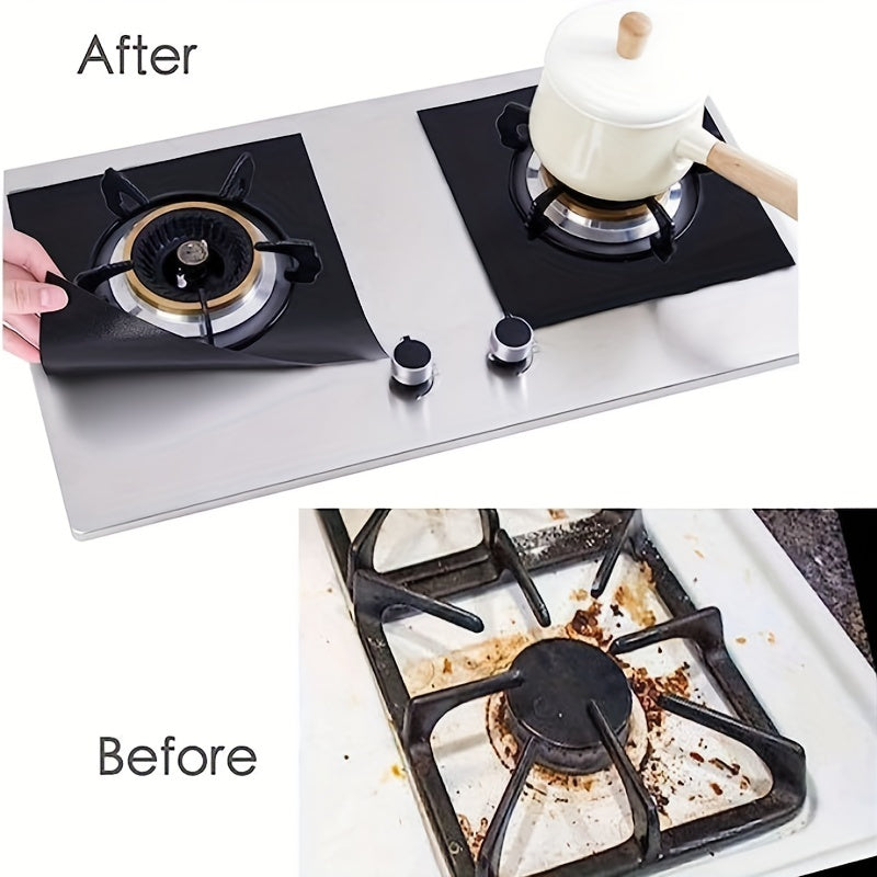 Stovetop Burner Covers Set Black 4/8 Pieces Non-Stick Gas Stove Protectors