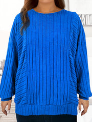 Women's Ribbed Oversized Batwing Sleeve Pullover Crew Neck Casual Sweater