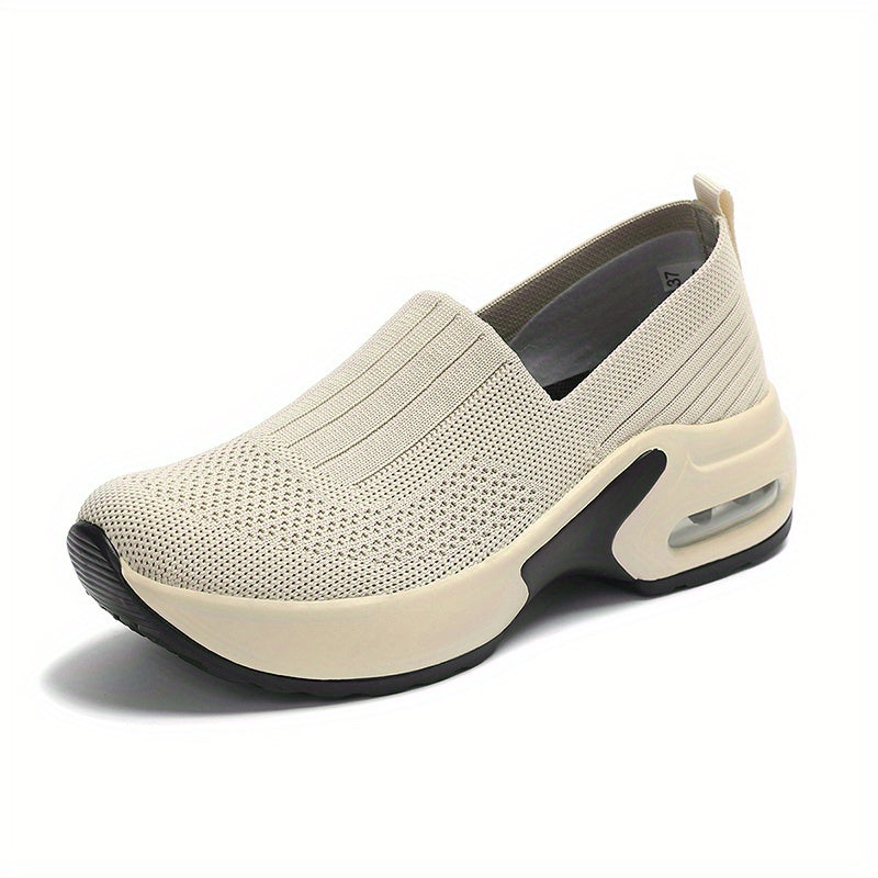 Женские легкие трикотажные кроссовки-слипы дышащие белые низкие удобные