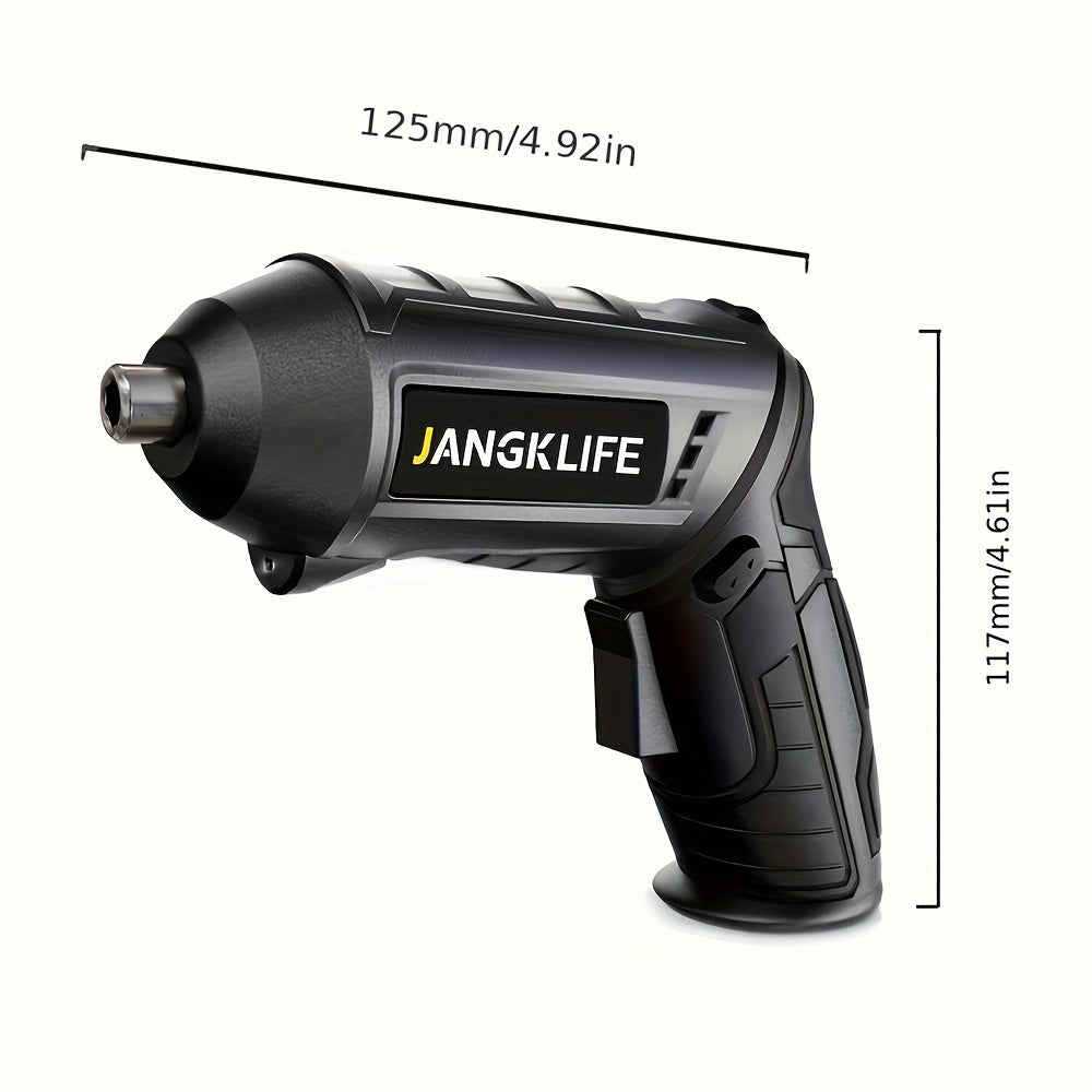 16-Piece Cordless Electric Screwdriver Set with 90° Rotatable Drill Rechargeable Lithium Battery and LED Light