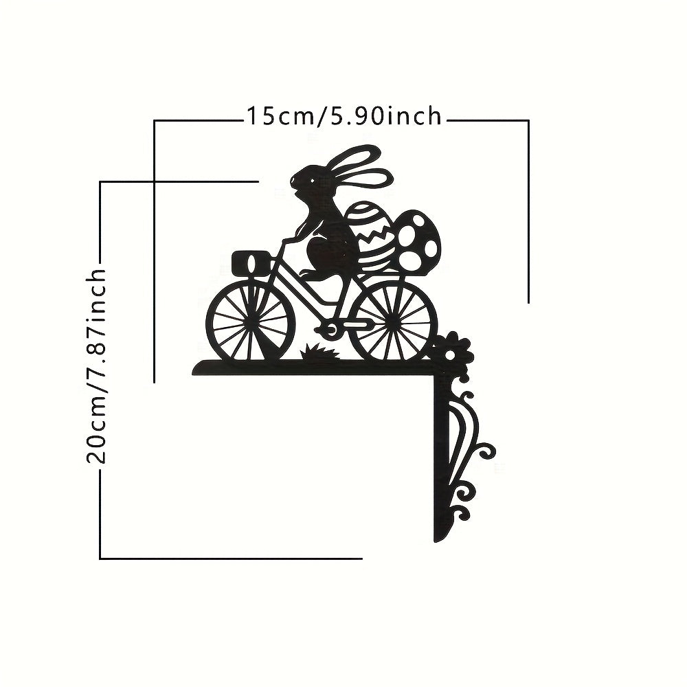 Black Iron Easter Bunny Wall Decor Hanging Door Corner Ornament