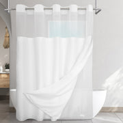 White Shower Curtain with Snap-In PEVA Liner Waterproof 71x74 Inches