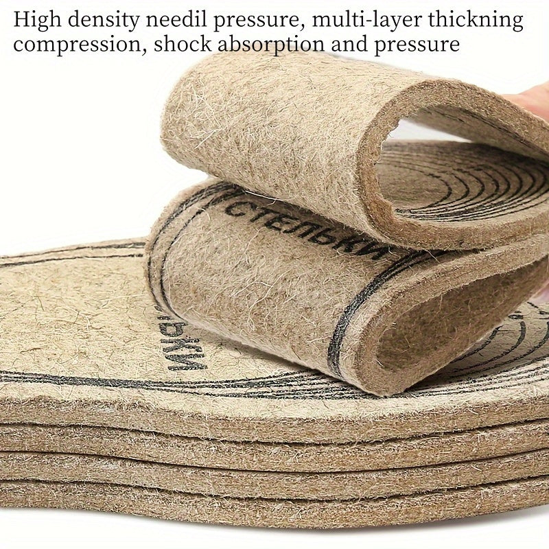 Unisex Wool Felt Insoles Thick Warm Cushioned Shoe Inserts Cut-to-Fit