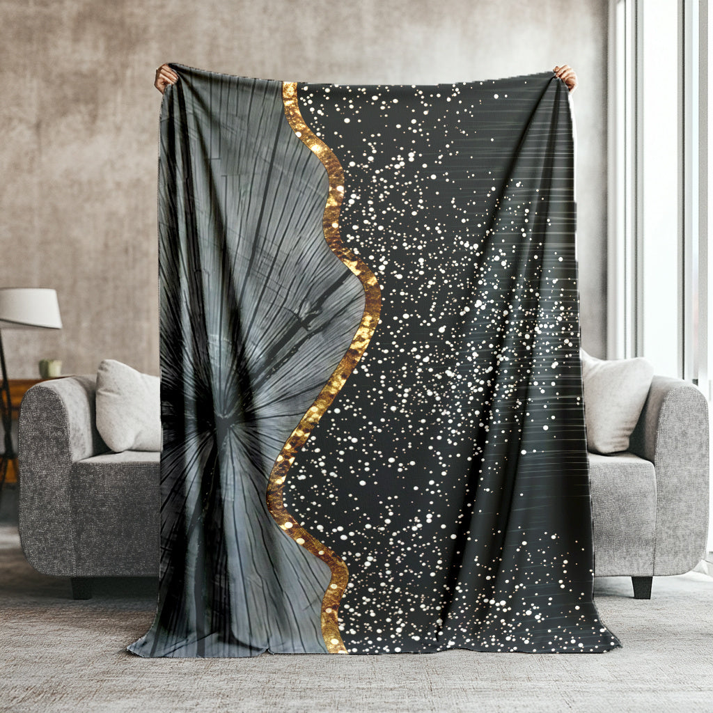 Flannel Throw Blanket Black Gray Pattern Cozy Bed Couch Gift Easy to Clean