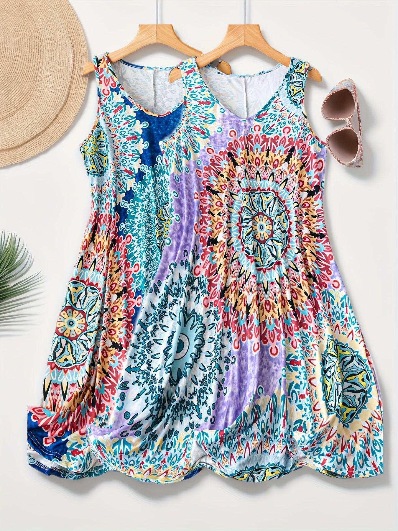 Women's Plus Size Floral Sleeveless Dress Set of 2