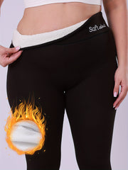 Женские леггинсы большого размера с флисовой подкладкой, высокая талия, теплые и толстые, зимние, темно-синий