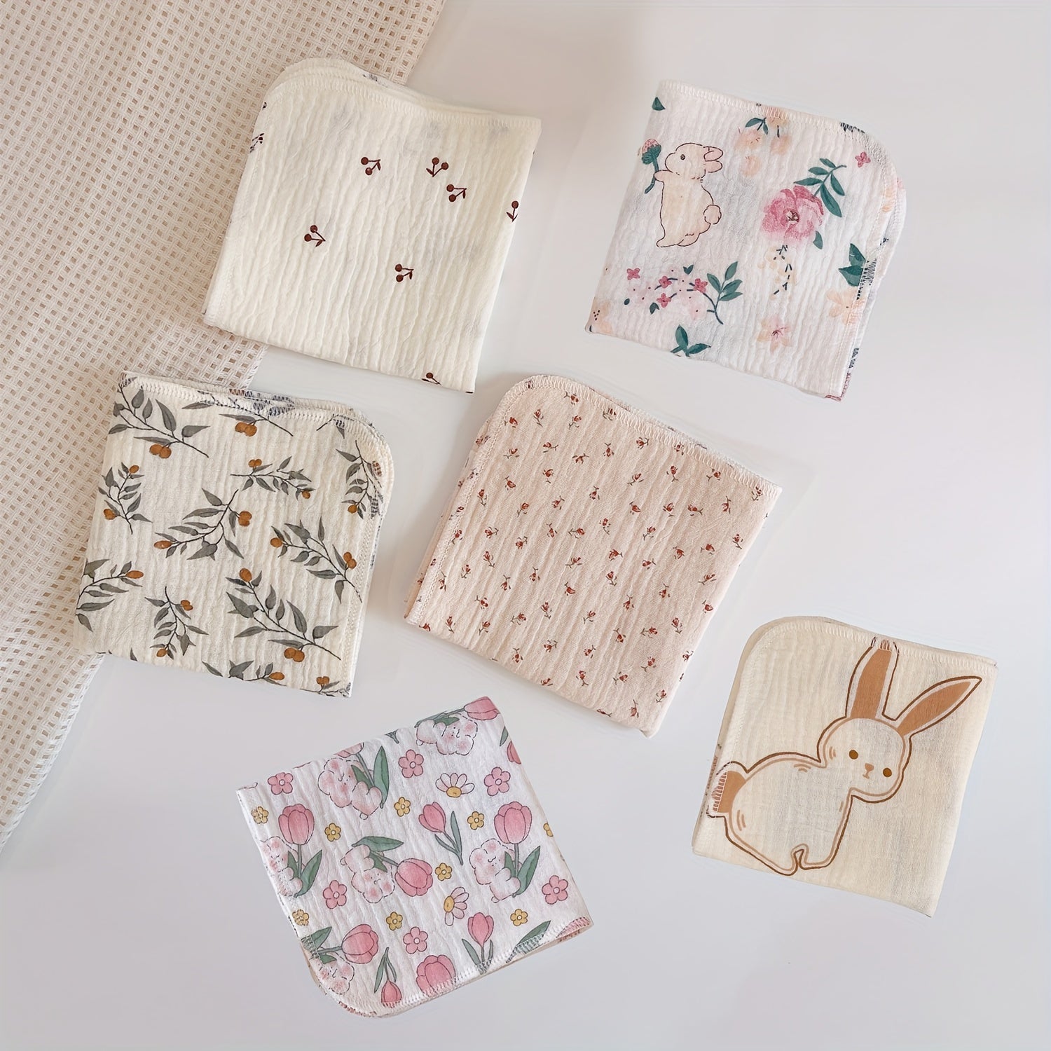 Set of 6 Soft Gauze Bath Towels for Baby Bathing, Face Washing, and Feeding