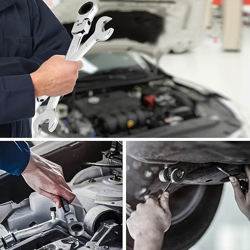 Гибкий головной трещоточный ключ из прочного металла, ручной инструмент для ремонта автомобилей, мотоциклов, велосипедов