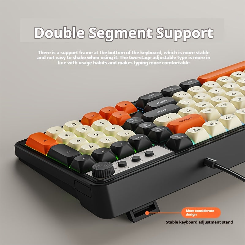 Gaming Keyboard with Rainbow Backlighting and Ergonomic Design for Office and Gaming Use