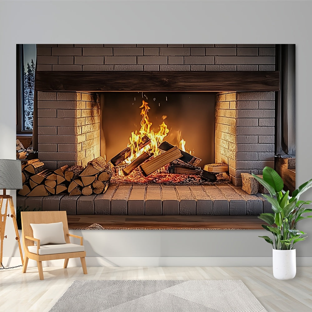 Multi-Functional Fireplace Backdrop for Festivals and Holiday Photos