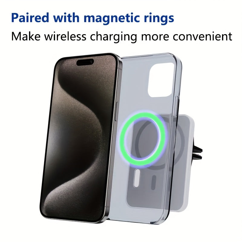 15W Wireless Car Charger with Air Vent Mount for iPhone 15/14/13/12 Mini Pro Max Magnetic USB-C Dashboard Phone Holder