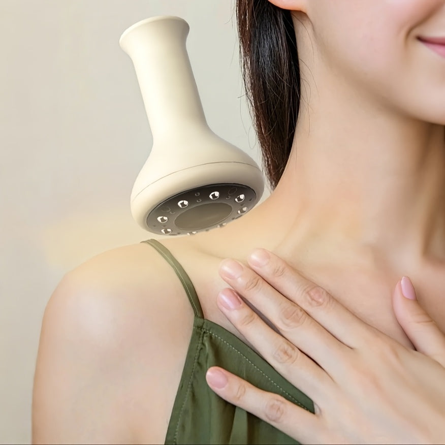 3-in-1 Handheld Massage Device with USB Rechargeable Lithium Battery Soft Vibration Muscle Relief