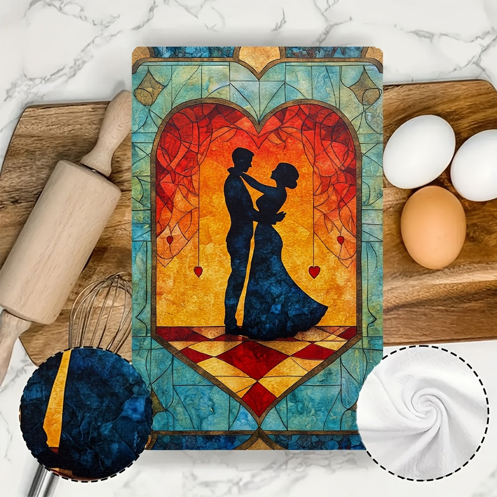 Juego de 2 toallas de cocina suaves con escena de pareja bailando, toallas decorativas