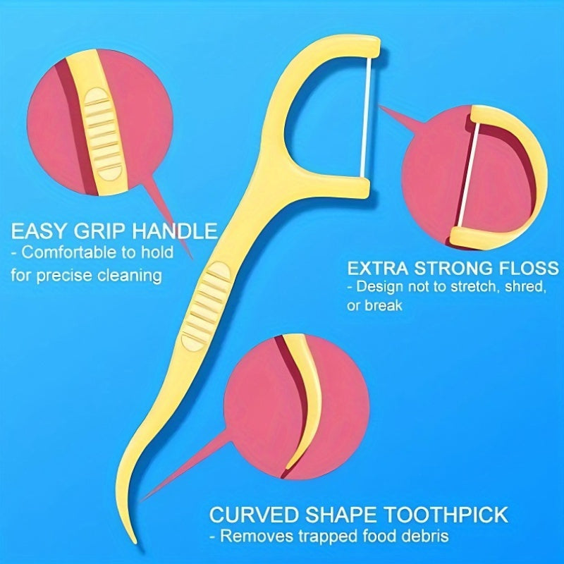 50-Pack Peppermint Flavored Dental Floss Sticks with Toothpicks, Portable Case