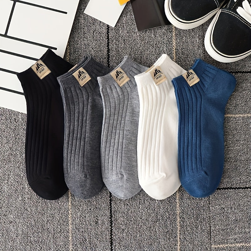 Men's Ankle Crew Socks Pack of 10/20/30 Black White Geometric Pattern Breathable Comfortable Spring Summer