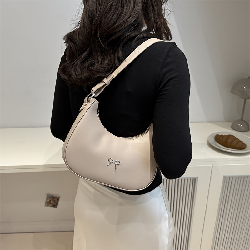 Korean Style Crescent Shoulder Bag PU Leather Fashionable Underarm Bag for Women