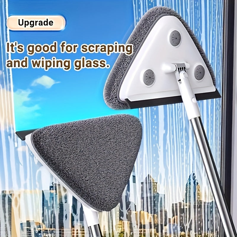 Multi-Surface Window Cleaning Squeegee and Scrubber Set with Stainless Steel Handle