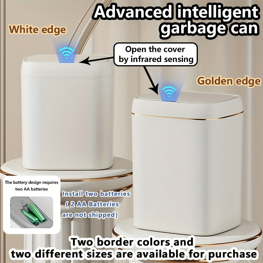 Infraqizil sensorli aqlli axlat qutisi, 12L/14L sig‘imi, batareya bilan ishlaydi, uy, ofis va maktab uchun ideal, jim operation, zamonaviy qopqoq uslubi, sumka ko‘rsatkichi.