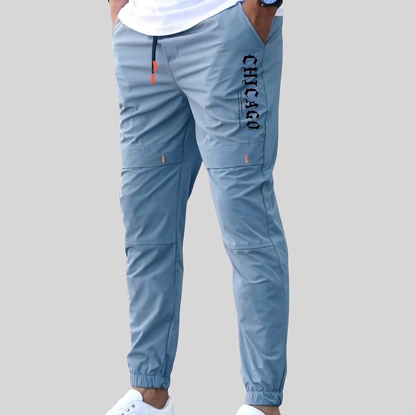 Men's Polyester Woven Joggers with Alphabet Print Regular Fit All-Season