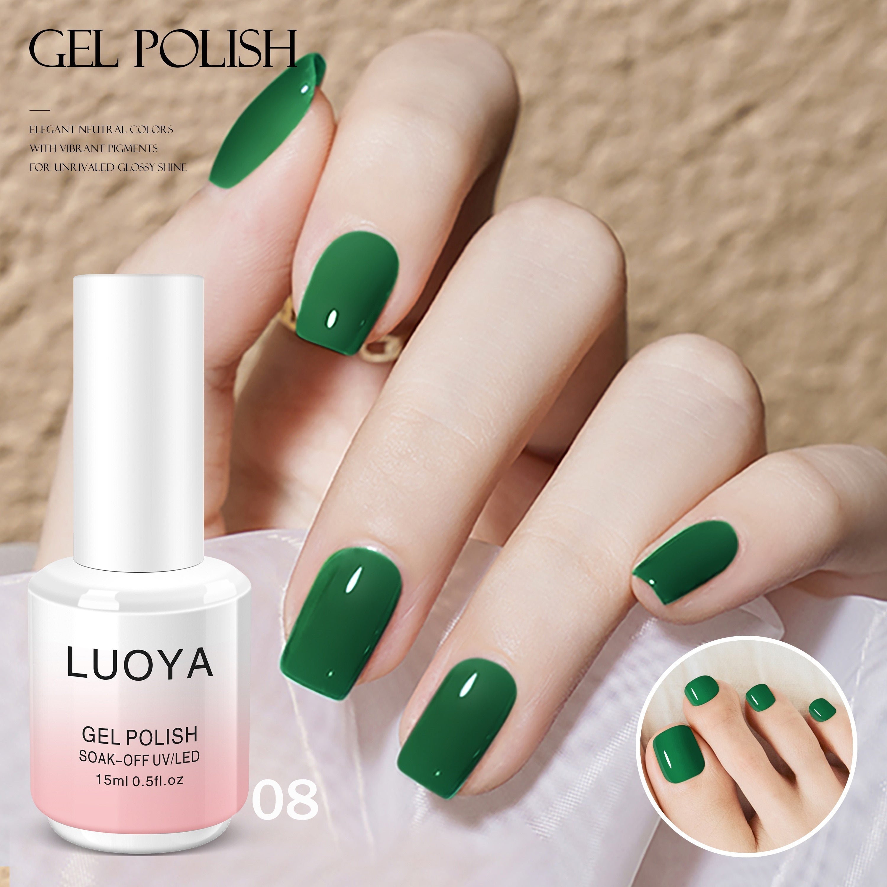 Gel Nail Polish 15ml Solid Gel Soak Off for Nails Spring Summer Pink Purple Green