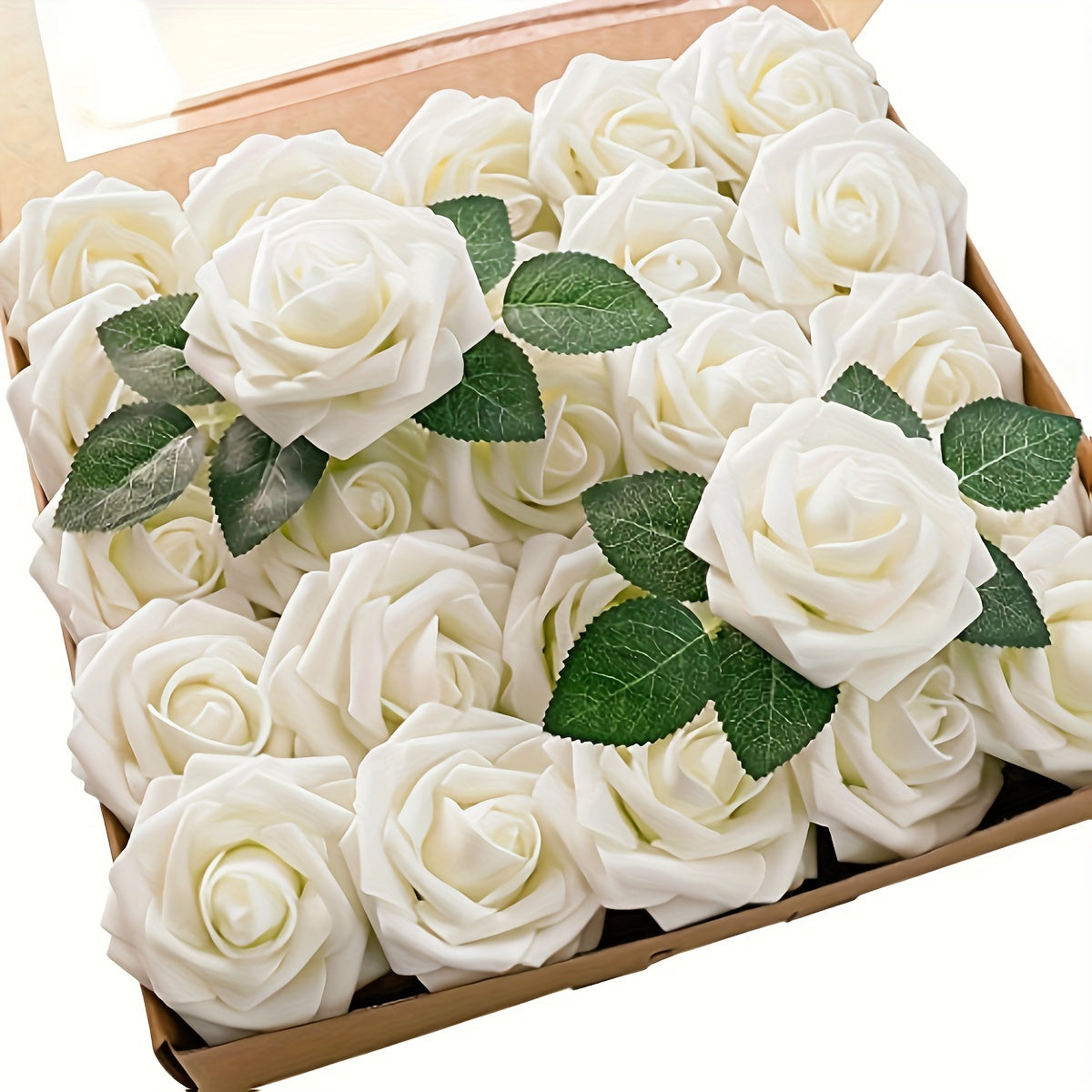 Artificial Roses with Stems 25 Pack for Wedding Bouquets and Home Decor